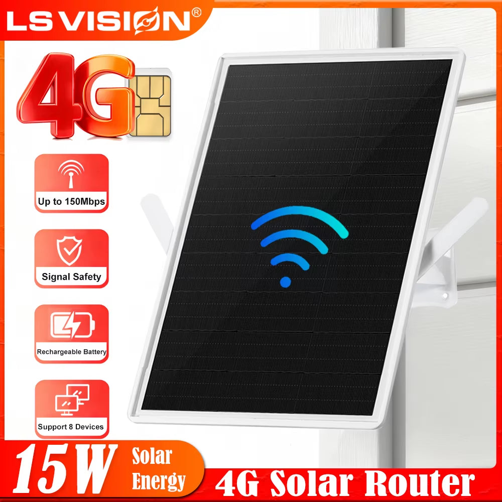 15W 4G SIM Card Solar Router with Solar Panel Built-In 20000Mah Battery Router 2.4Ghz Wifi Hotspot IP66 Waterproof