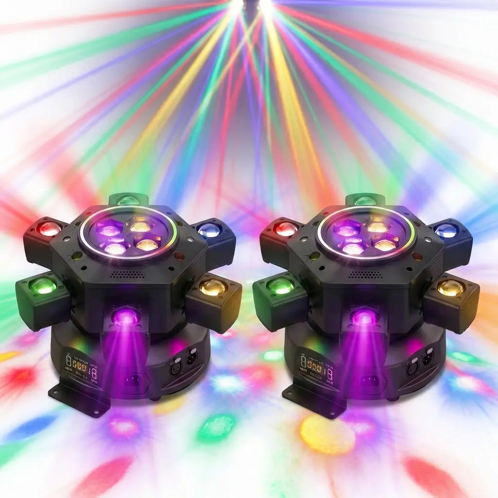 180W 6 Arms Moving Head DJ Light, RGBW Stage Light with DMX-512 & Sound Active – Perfect for Parties, Weddings & Events